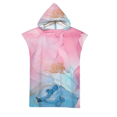 Serviette De Plage Avec Capuche, Couverture De Plage Légère, Anti-Sable Et À Séchage Rapide-Motif De Tie-Dye,75x110cm Adulte Lvv2350