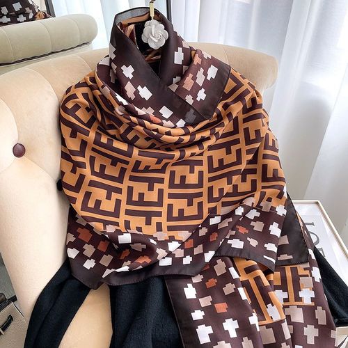 Echarpe En Soie Imprimée Châle De Protection Solaire Pour Femmes, Sarong, Foulard De Plage #Lvg3330