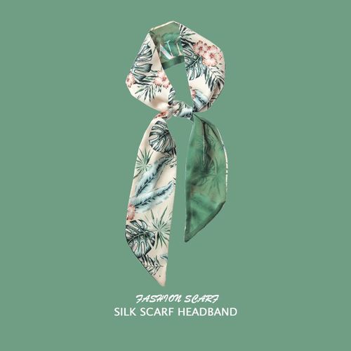 Tie-Dye Motif Floral Longueur Moyenne Simulé Foulard En Soie Uni Femme Style Frais Peut Correspondre À La Robe #Lvg3398