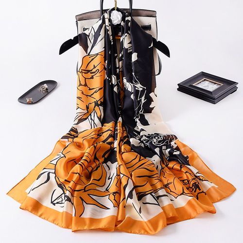 Echarpe En Soie Imprimée, Châle De Protection Solaire Pour Femmes, Sarong, Écharpe De Plage, Foulard En Soie. #Lvg3414
