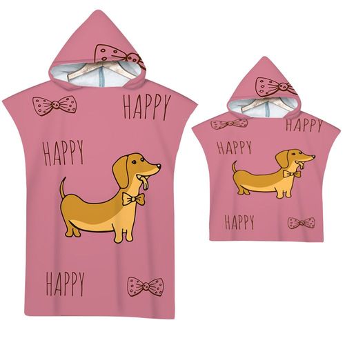 Serviette De Plage Avec Capuche, Couverture De Plage Légère, Anti-Sable Et À Séchage Rapide-Motif De Chien,75x65cm Enfants Lvv2473