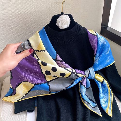 Graffiti Décoré 90 Grand Carré Foulard Femme Décoratif Protection Solaire Châle Sarong Foulard En Soie #Lvg3464