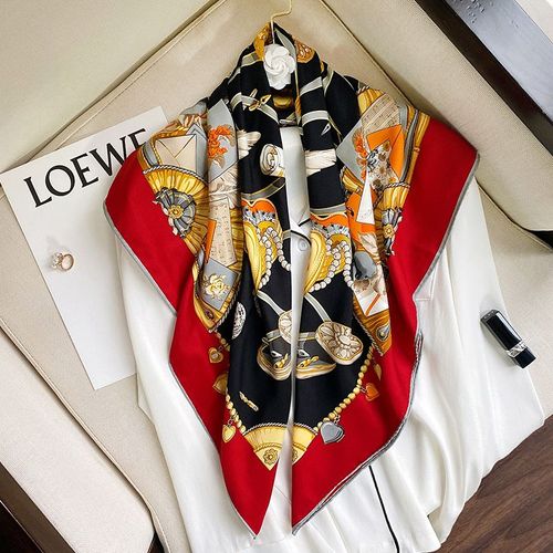 Imprimé Décoratif 90 Grand Foulard Carré Femmes Sergé Décoratif Protection Solaire Foulard Châle Foulard Soie Femmes #Lvg3484