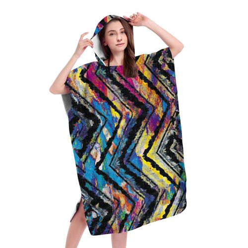 Serviette De Plage Avec Capuche, Couverture De Plage Légère, Anti-Sable Et À Séchage Rapide-Motif De Géométrique,70x90cm Enfants Lvv2531