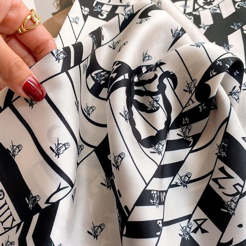 Lettre Décorée Imprimée Grande Écharpe Carrée Écharpe Pour Femmes En Soie Croisée #Lvg3595