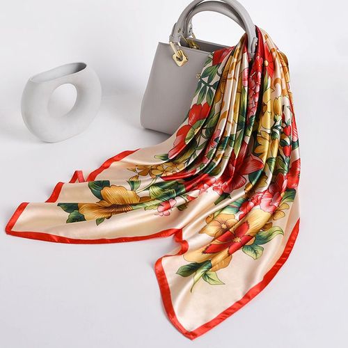 90 Imprimé Grand Carré Foulard Féminin Décoratif Foulard En Soie Châle Féminin De Protection Solaire Petit Foulard Sarong #Lvg3601
