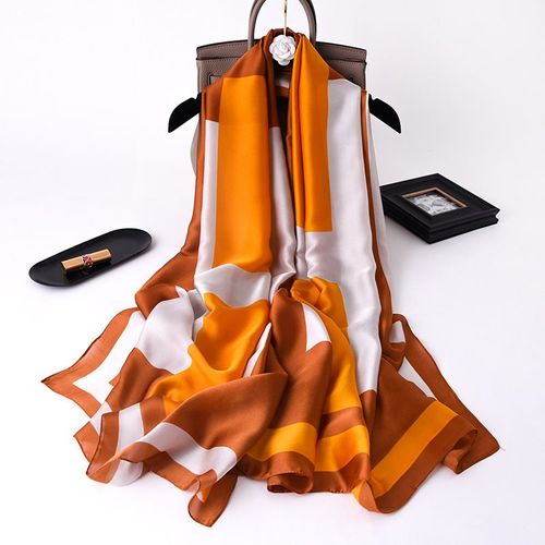 H Simulé Soie Foulard Mi-Long Écharpe De Soie Modèles De Femmes Foulard Sarong Col Blanc #Lvg3723