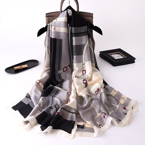 Chaîne Foulard En Soie Modèles Femmes Parasol Simulation Soie Sarong Mi-Long Châle Décoratif #Lvg3721