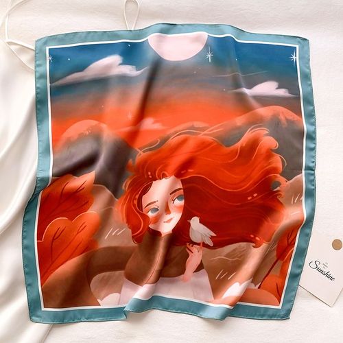 Faux Foulard Carré En Soie 53x53cm Foulard En Soie Imprimé Femmes Avec Petit Foulard Carré #Lvg3785