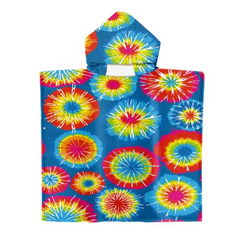 Serviette De Plage Avec Capuche, Couverture De Plage Légère, Anti-Sable Et À Séchage Rapide-Motif De Tie-Dye,75x110cm Adulte Lvv2973