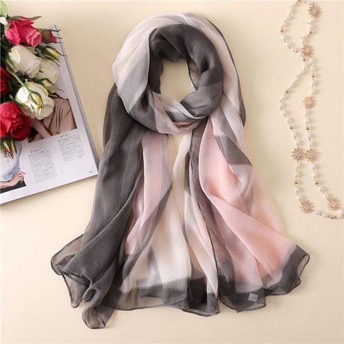 Grand Foulard En Soie Imprimé Géométrique Simulation Châle En Soie Protection Solaire Foulard En Soie Serviette De Plage Pour Femme #Lvg4111