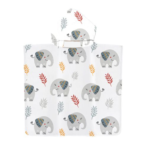 Serviette De Plage Avec Capuche, Couverture De Plage Légère, Anti-Sable Et À Séchage Rapide-Motif De Éléphant,75x65cm Enfants Lvv3011