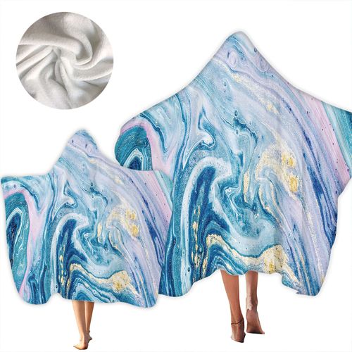 Serviette De Plage Avec Capuche, Couverture De Plage Légère, Anti-Sable Et À Séchage Rapide-Motif De Or,150x200cm Lvv3051