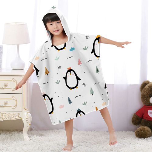 Serviette De Plage Avec Capuche, Couverture De Plage Légère, Anti-Sable Et À Séchage Rapide-Motif De Petite Mignonne,75x65cm Enfants Lvv3046