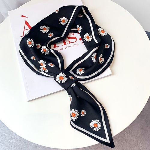 Echarpe De Protection Solaire En Soie Pour Femmes, Petit Foulard À Marguerites, Sac Noué, Ceinture Flottante #Lvg4178