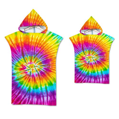 Serviette De Plage Avec Capuche, Couverture De Plage Légère, Anti-Sable Et À Séchage Rapide-Motif De Tie-Dye,70x90cm Enfants Lvv3137