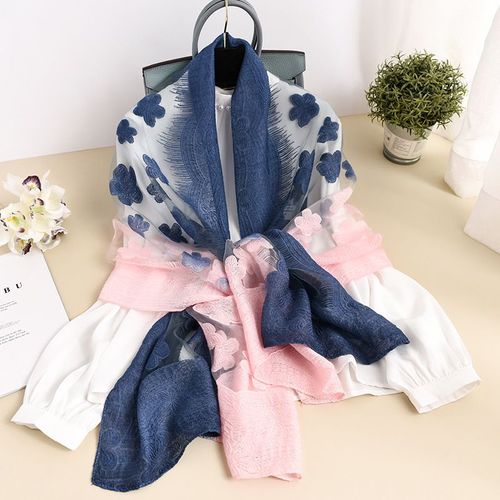 Echarpe En Dentelle Creuse, Fleur Gradient De Rose, Écharpe De Célébrité Féminine, Protection Solaire, Écharpe En Soie, Châle, Écharpe En Fil De Fer. #Lvg4394