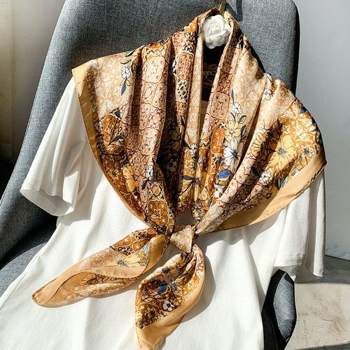 Simulation Soie 90 Foulard Carré Écharpe Femme Écharpe Femme Chaud Châle Décoratif Sarong Écran Solaire Foulard De Soie #Lvg4461