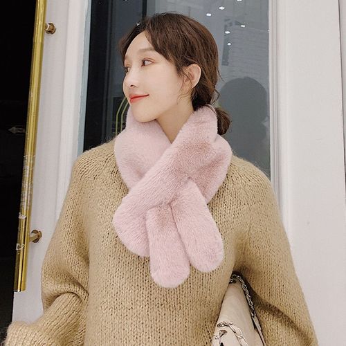 Écharpe Croisée En Fourrure De Couleur Unie Pour Les Femmes Écharpe Chaude En Fausse Fourrure De Lapin De Couleur Unie 100 #Lvg4510