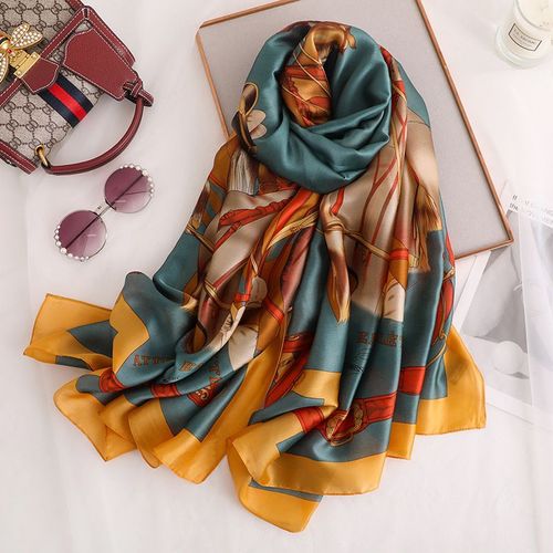 Echarpe Imprimée Simulation Femme Foulard En Soie Foulard En Soie Écran Solaire Foulard En Soie Foulard De Plage #Lvg4514
