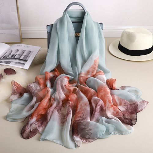 Gradient Long Serviette De Plage Écran Solaire Foulard De Soie Femmes Chambre Chaude Châle #Lvg4580