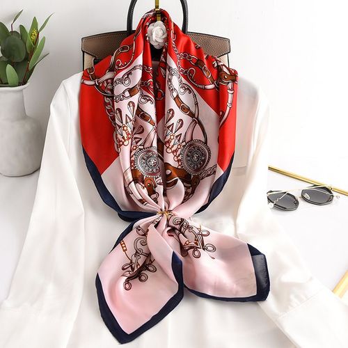 Châle Femme Bouclier Simulation Soie 90 Grand Foulard Carré Protection Solaire Foulard En Soie #Lvg4595