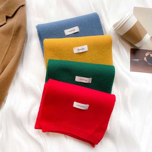 Écharpe En Laine Tricotée De Couleur Unie Écharpe Pour Femmes Écharpe Fine Et Étroite Petite Écharpe #Lvg4708