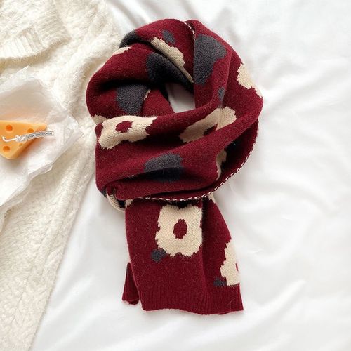 Hyunya Écharpe En Laine À Fleurs Pour Femmes Écharpe Chaude En Tricot #Lvg4729