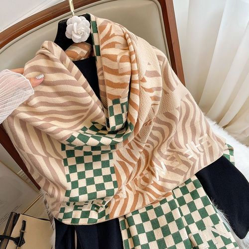 Écharpe En Faux Cachemire Châle Pour Femmes Écharpe En Damier Épais Double Face #Lvg4737