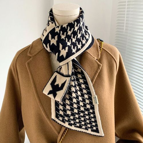 Echarpe En Laine Tricotée Décorative Chaude Réversible Bicolore Pour Femmes #Lvg4926