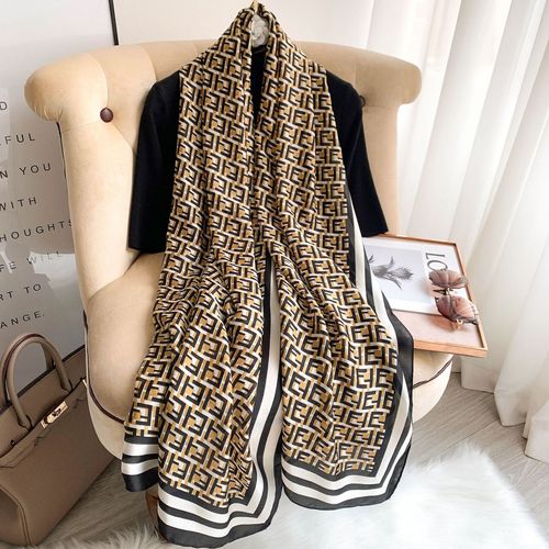 Echarpe En Fausse Soie Style Mi-Longueur Décorative Initiale Chaude Châle Pour Femmes #Lvg4920