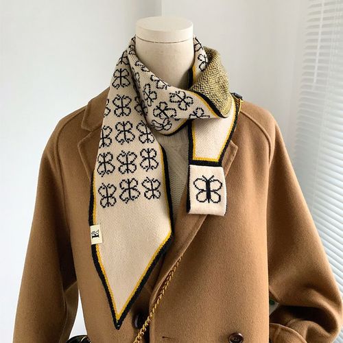 Écharpe En Laine Tricotée À Motif De N¿Ud, Décorative, Chaude Et Réversible Pour Femmes #Lvg4960
