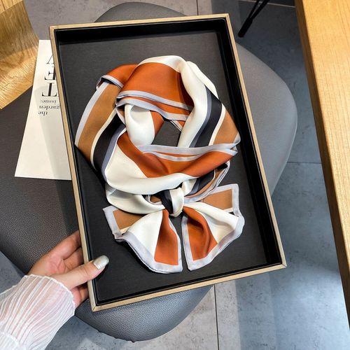 Petit Foulard En Soie De Couleur Contrastée Première Chaleur Petit Foulard Bandeau Cravate Sac #Lvg5076