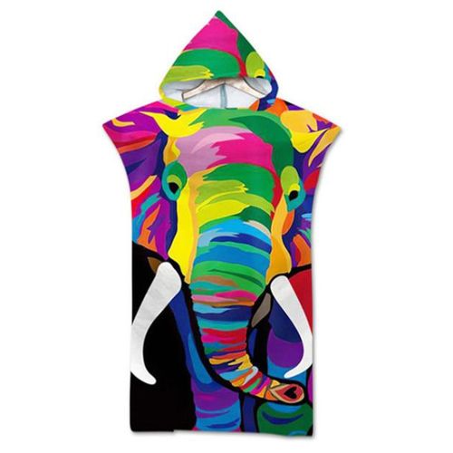 Serviette De Plage Avec Capuche, Couverture De Plage Légère, Anti-Sable Et À Séchage Rapide-Motif De Éléphant,70x90cm Enfants Lvv3880