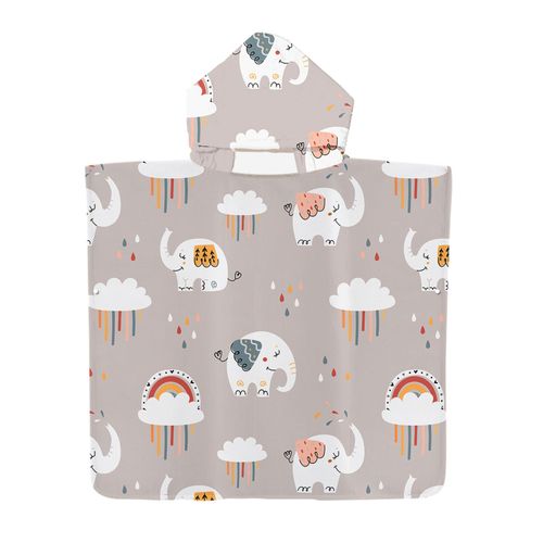 Serviette De Plage Avec Capuche, Couverture De Plage Légère, Anti-Sable Et À Séchage Rapide-Motif De Éléphant,60x60cm Lvv3879