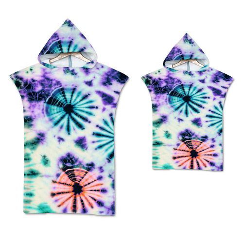 Serviette De Plage Avec Capuche, Couverture De Plage Légère, Anti-Sable Et À Séchage Rapide-Motif De Tie-Dye,70x90cm Enfants Lvv3909