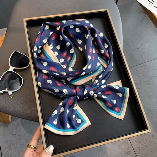 Echarpe En Soie De Chemise Imprimée, Grande Écharpe Plate En Coin, Bandeau Pour Cheveux, Cravate, Sac #Lvg5248