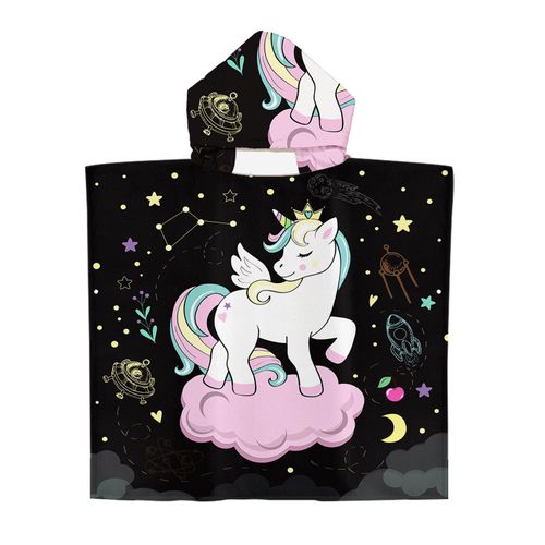 Serviette De Plage Avec Capuche, Couverture De Plage Légère, Anti-Sable Et À Séchage Rapide-Motif De Licorne,75x65cm Enfants Lvv3995