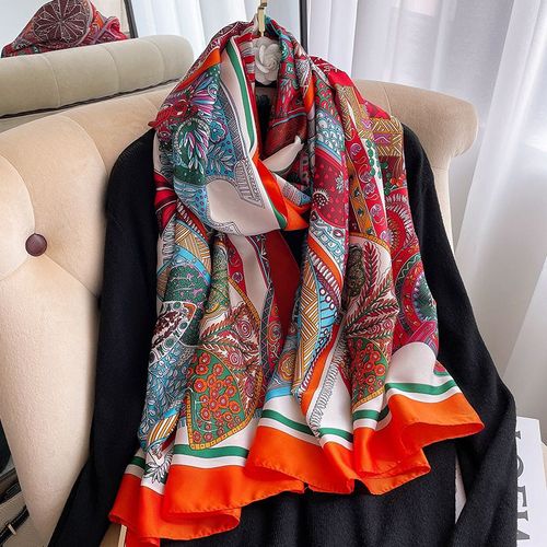 Echarpe En Soie Pour Femmes, Sarong De Protection Solaire, Écharpe De Plage, Châle #Lvg5379