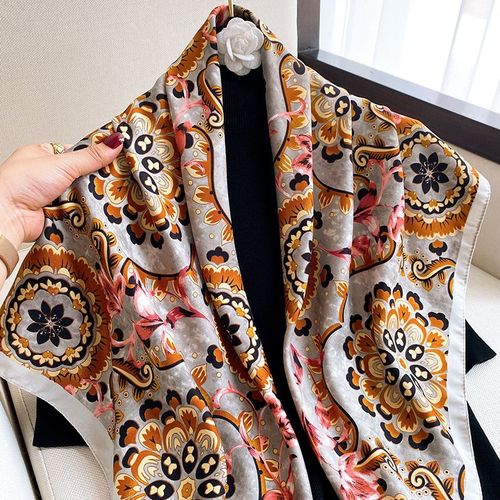 Imprimé 90 Grand Carré Foulard Femmes Protection Solaire Châle Long Sarong Serviette De Plage #Lvg5560