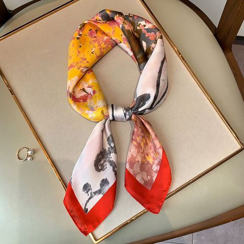 Petit Foulard Carré Imprimé Foulard Décoratif Féminin Simulation Châle En Soie #Lvg5566