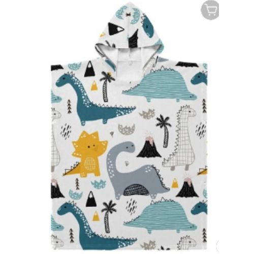 Serviette De Plage Avec Capuche, Couverture De Plage Légère, Anti-Sable Et À Séchage Rapide-Motif De Dinosaure,75x65cm Enfants Lvv4217