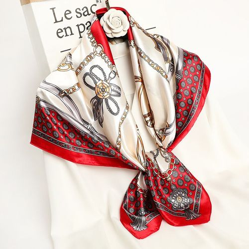 Nautisme 90 Satin Grande Écharpe Carrée Femmes Imprimé Protection Solaire Châle Écharpe Chaîne Foulard En Soie #Lvg5650