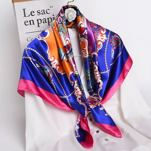90 Imprimé Grand Carré Foulard Féminin Décoratif Foulard En Soie Châle Féminin De Protection Solaire Petit Foulard Sarong #Lvg5647