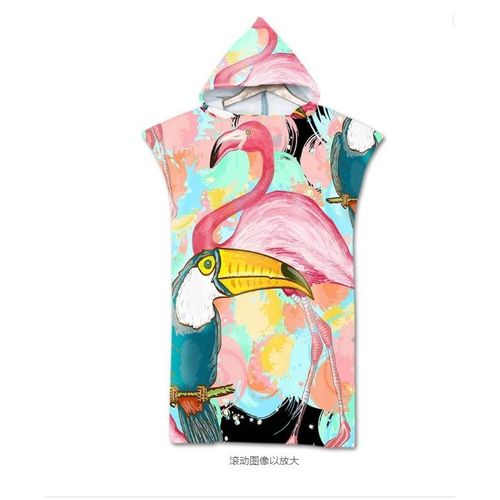 Serviette De Plage Avec Capuche, Couverture De Plage Légère, Anti-Sable Et À Séchage Rapide-Motif De Flamingo,65x75cm Enfants Lvv4316