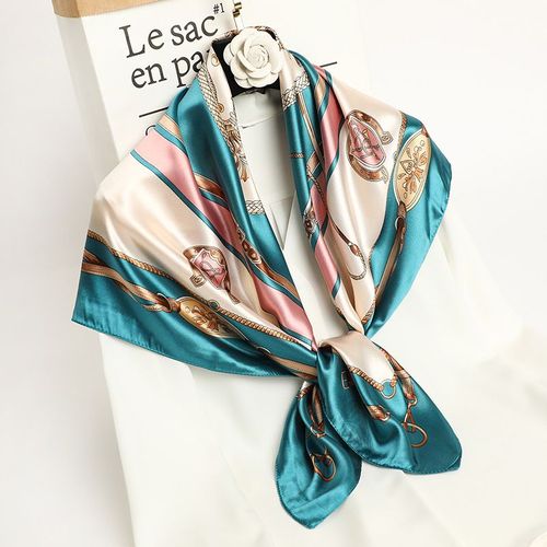 Décoration 90 Grand Carré Foulard Femmes Chaîne Décorative Protection Solaire Châle Soie Foulard Femmes #Lvg5700