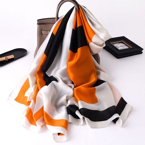 H Simulé Soie Foulard Mi-Long Écharpe De Soie Modèles De Femmes Foulard Sarong Col Blanc #Lvg5769