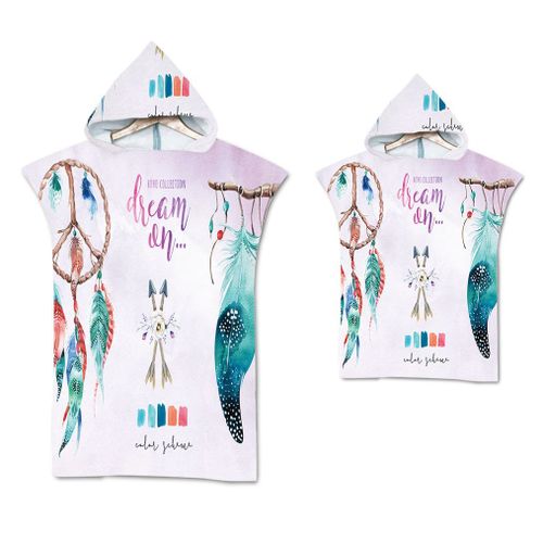 Serviette De Plage Avec Capuche, Couverture De Plage Légère, Anti-Sable Et À Séchage Rapide-Motif De Capteur De Rêves,70x90cm Enfants Lvv4403