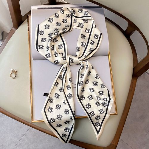 Foulard En Soie Pour Femmes Imprimé Monogramme Décoratif Foulard En Soie Long Flottant Ceinture Attachée Sac #Lvg5789