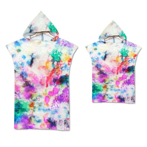 Serviette De Plage Avec Capuche, Couverture De Plage Légère, Anti-Sable Et À Séchage Rapide-Motif De Tie-Dye,65x75cm Enfants Lvv4452
